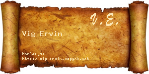 Vig Ervin névjegykártya